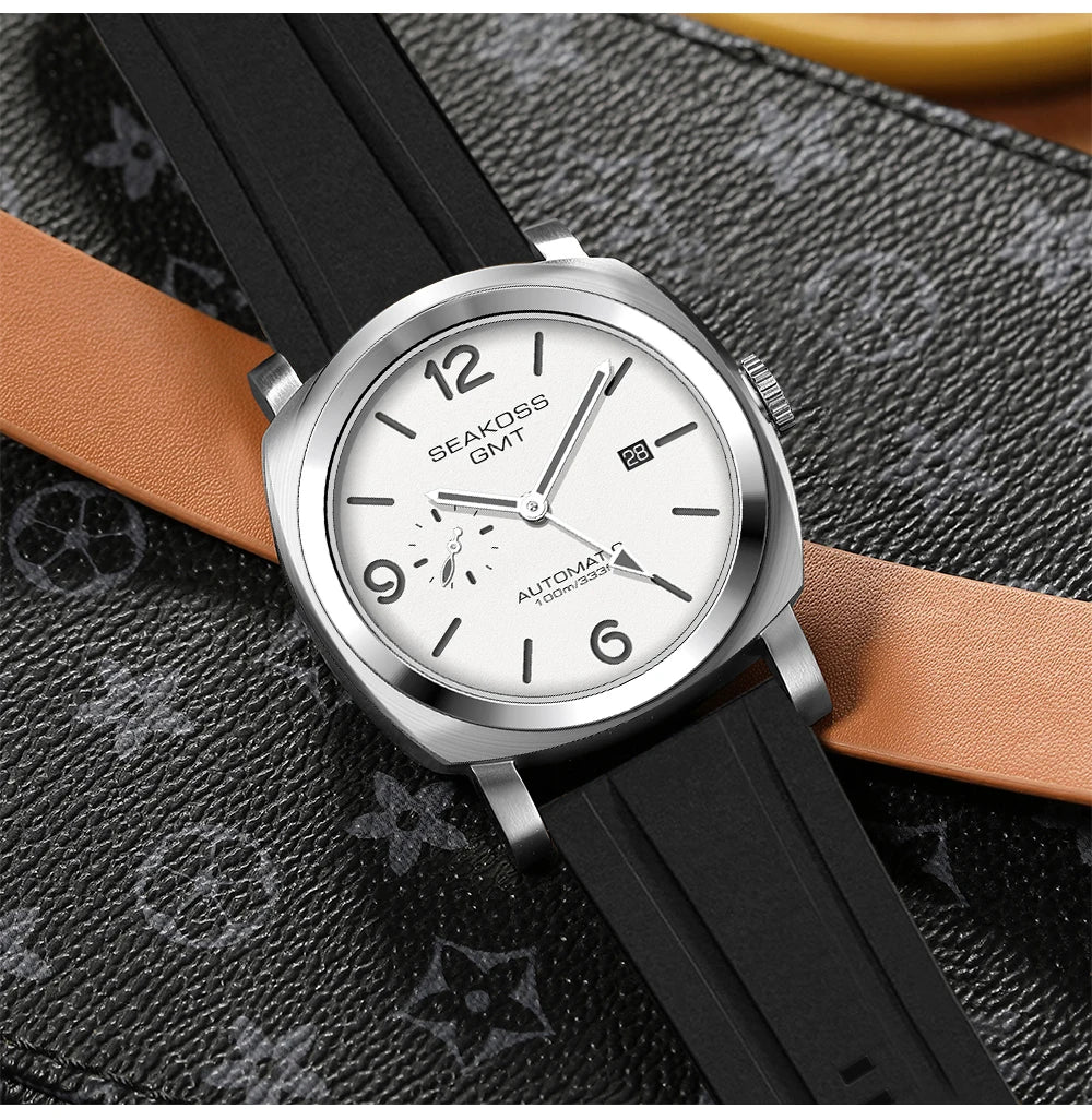 SEAKOSS GMT Super Luminous Diving Automatic Mechanical Watch Men 10ATM 1963 Seagull st2557 Movement Calendar Sapphire Wristwatch
