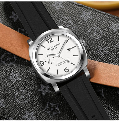 SEAKOSS GMT Super Luminous Diving Automatic Mechanical Watch Men 10ATM 1963 Seagull st2557 Movement Calendar Sapphire Wristwatch