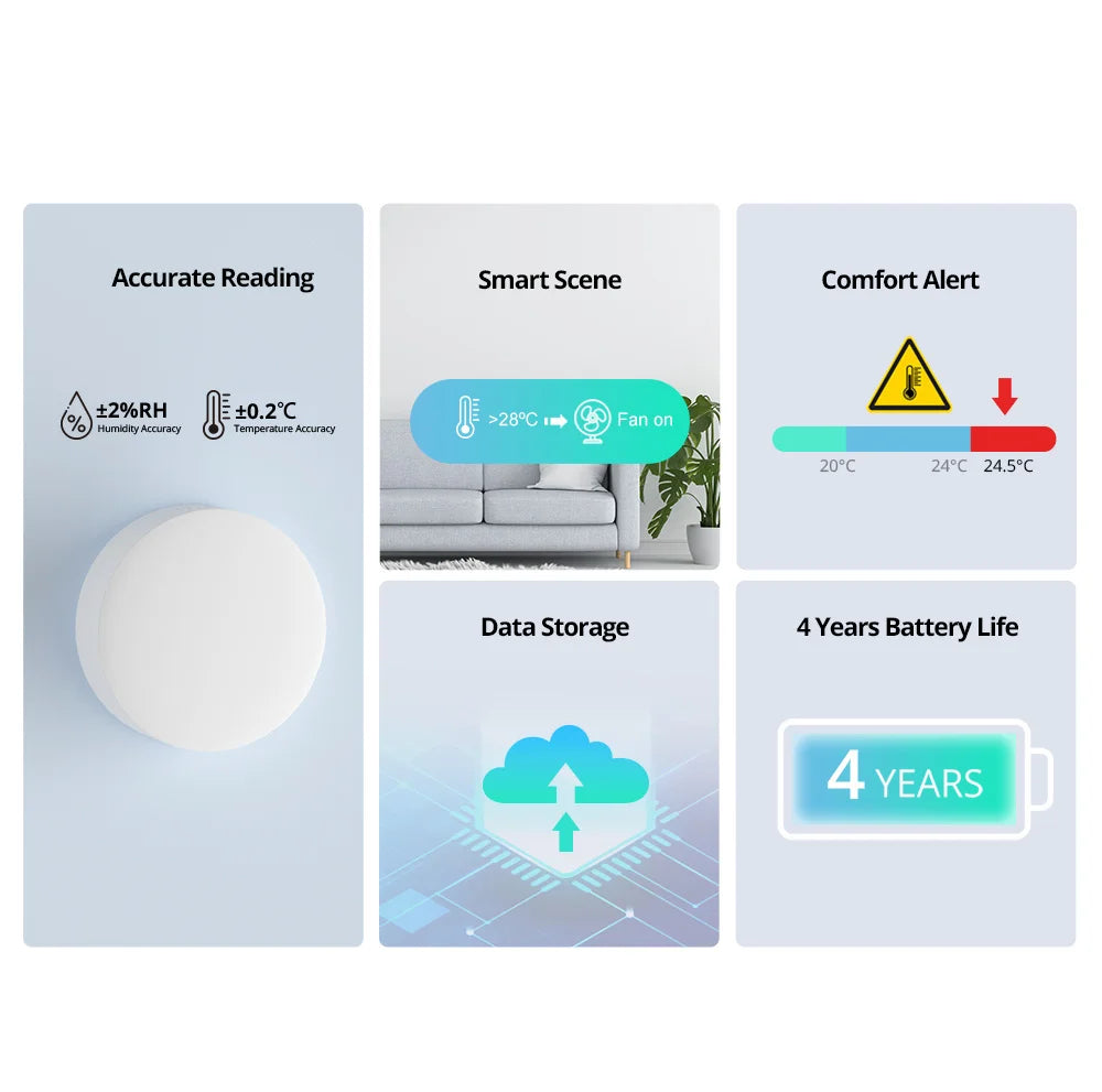 SONOFF SNZB-02P Zigbee Temperature And Humidity Sensor Smart Home Thermometer Detector Work With Alexa Google Home Zigbee Bridge