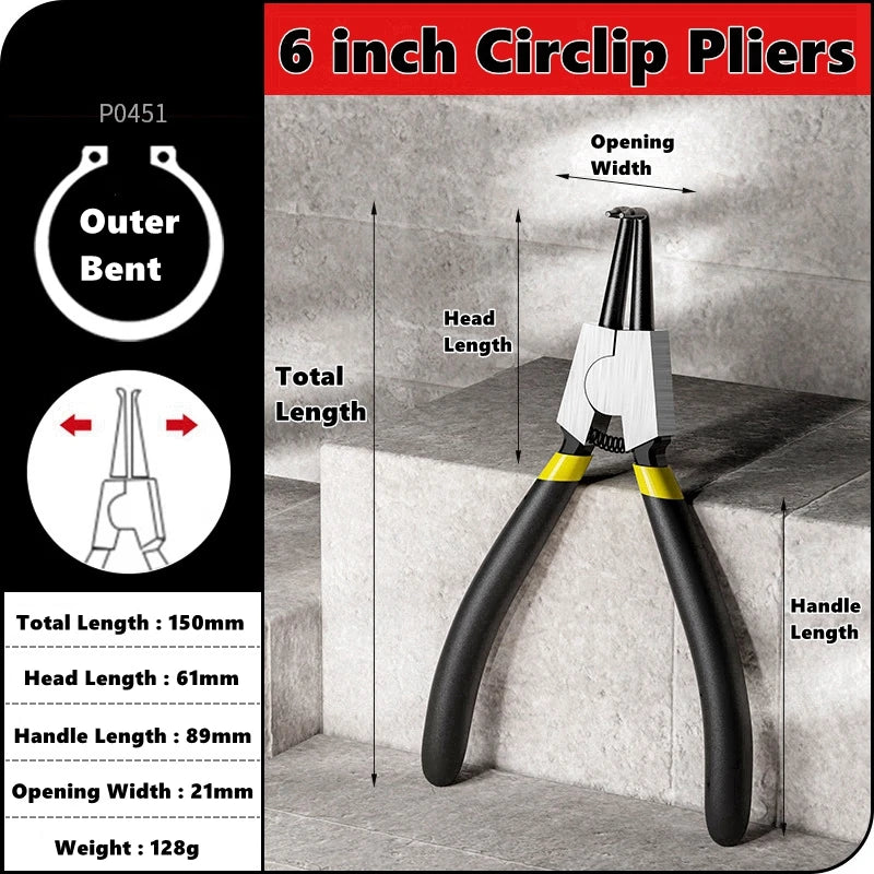 5/6/7 inch Internal External Pliers Retaining Clips Portable Multifunctional Snap Ring Circlip Circlip Install Uninstall Pliers