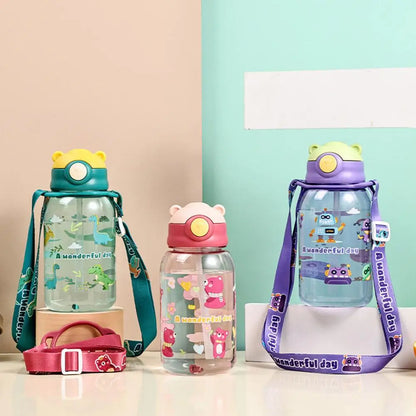Cute Kids Water Bottle with Straw Free BPA Leakproof Outdoor Portable Children's Cups School Water Bottle for Children