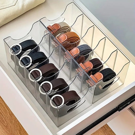 Belt , Tie & Scarf Organizer Box - Multi-Compartment Storage - Drawer Organizer for Home, Dresser, or Wardrobe 28x13x12.5cm