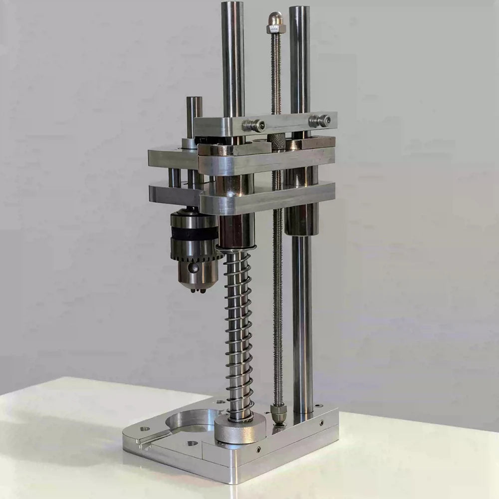 Woodworking Drilling Stand - Aluminum Profile Vertical Positioning Tool, Mini Desktop Drill Stand for Cordless Drills & DIY