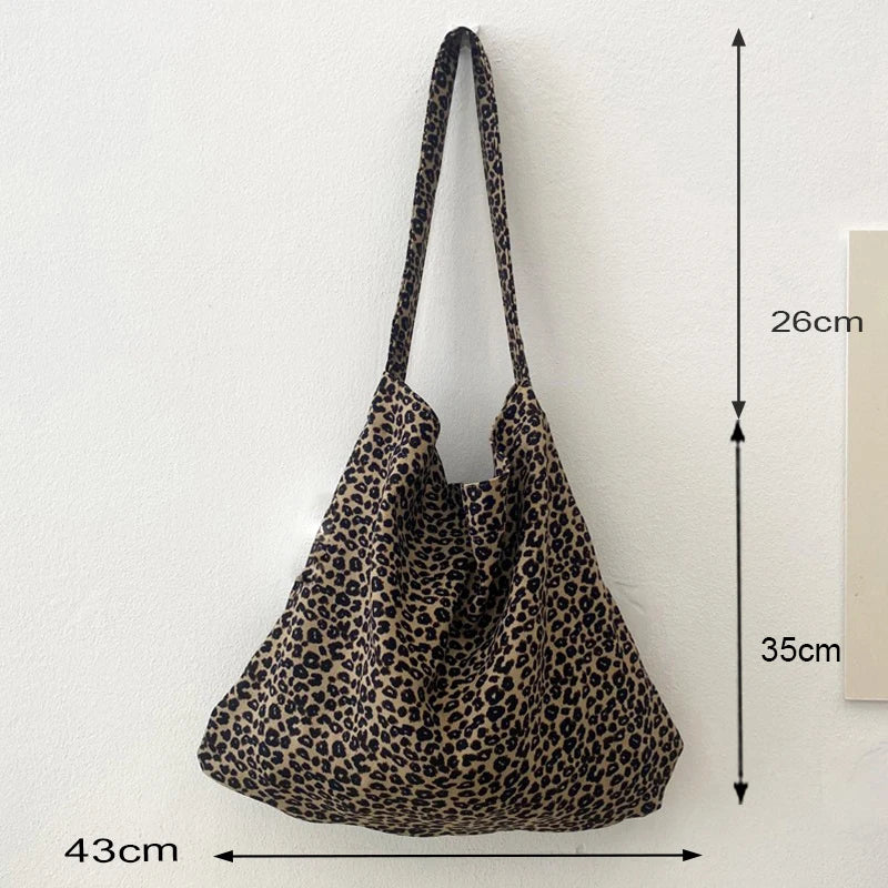 Female Leopard Print Messenger Bag Modern Shoulder Canvas Bag Student Diagonal Large Capacity Straddle Bag