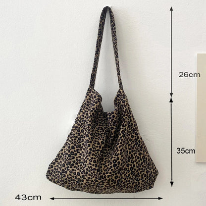 Female Leopard Print Messenger Bag Modern Shoulder Canvas Bag Student Diagonal Large Capacity Straddle Bag