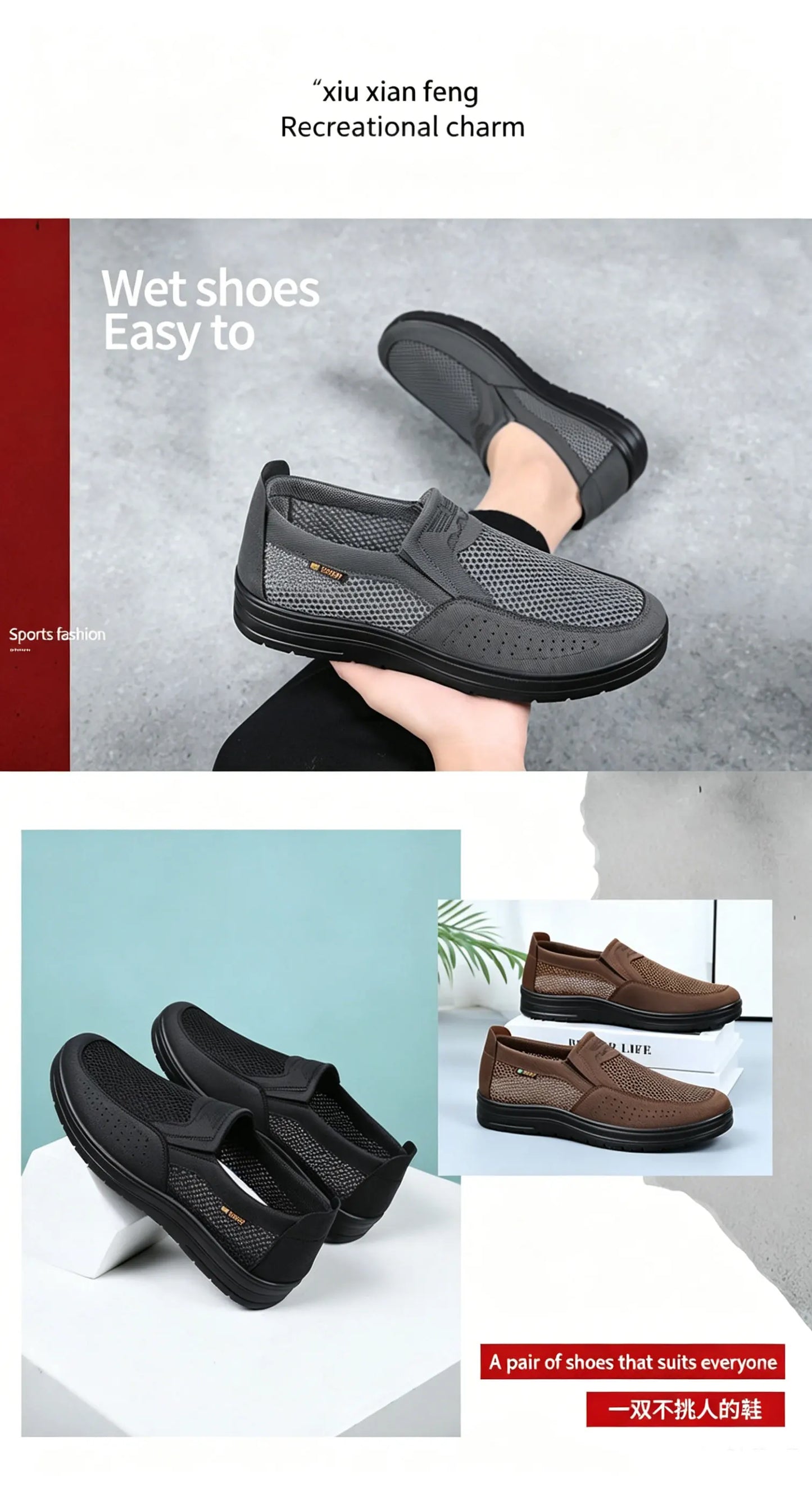 Men Slip On Casual Shoes Mesh Breathable Lightweight Low Cut Cloth Loafers Comfortable Soft Sole Walking Grandpa Shoes Summer