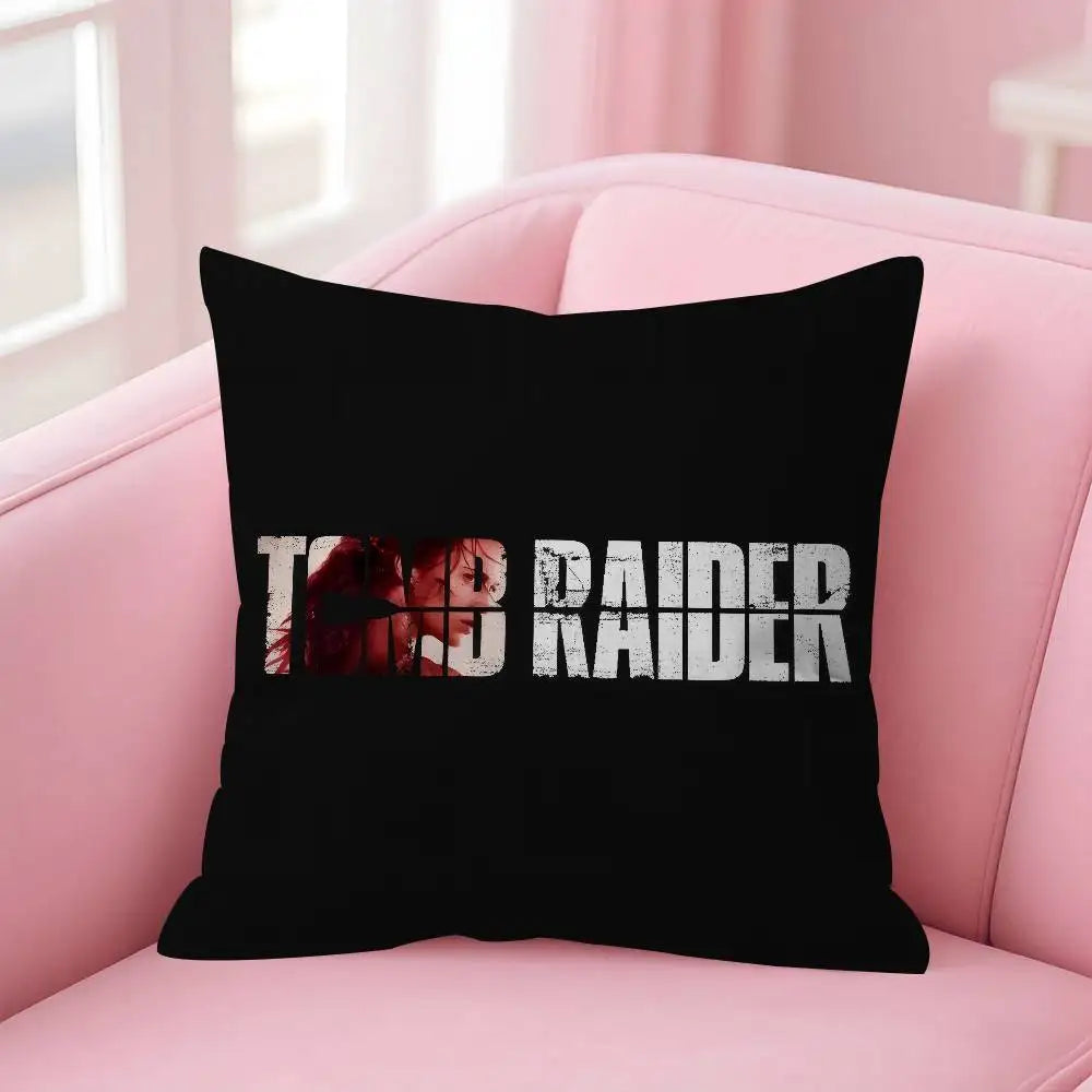 Lara Croft Tomb Raider game Double-sided Printed pillow cover Short plush Suitable living room bedrooms sofa throw cushion cover