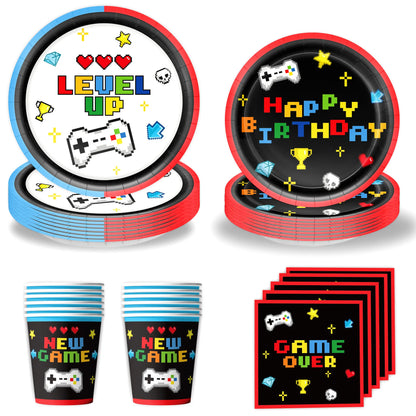 New Game Theme Birthday Party Supplies Decoration Paper Plates Cup Napkin Tablecloth Banner For Baby Shower Decor Supplies Gifts