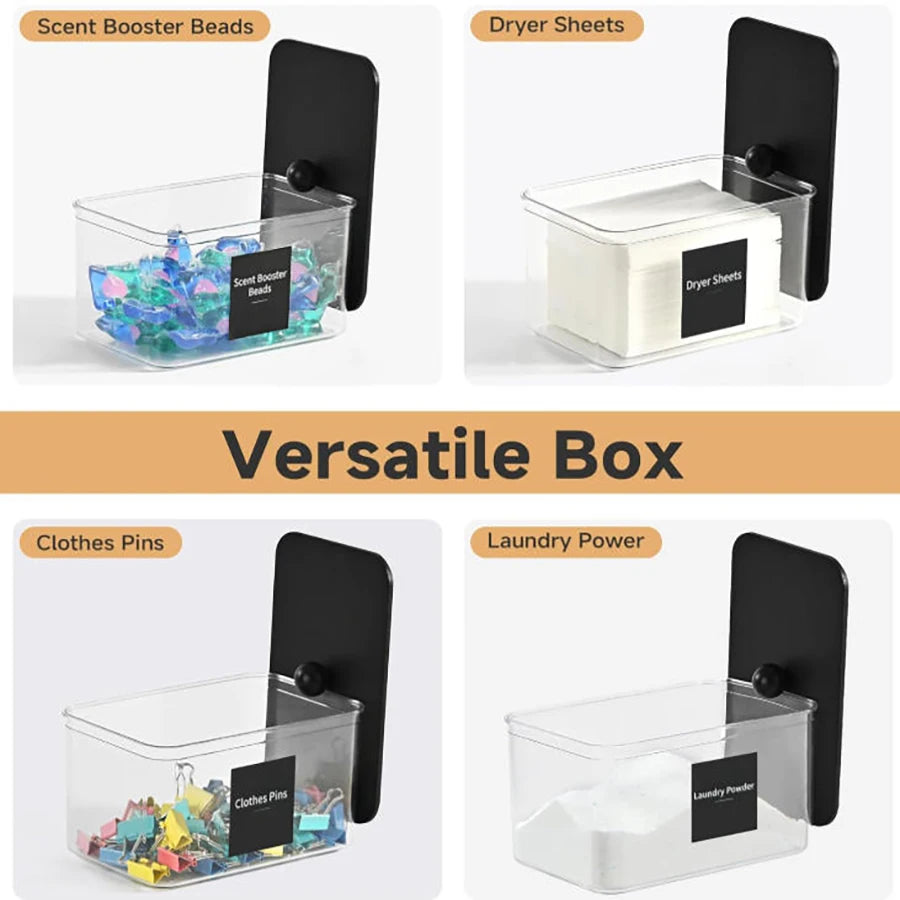 Clear Bathroom Storage Container Acrylic Dryer Sheet Holder with Lid Labels Fabric Softener Dispenser Laundry Room Organization