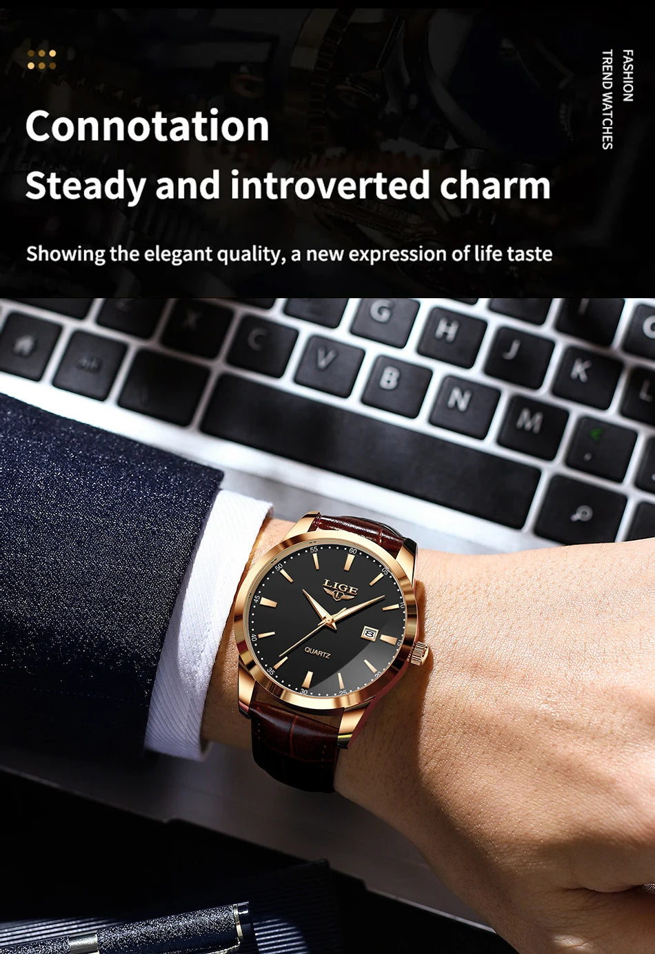 LIGE Military Watch For Men Fashion Business Watch Men Casual Leather Sport Waterproof Men's Quartz Wristwatches Reloj Hombre