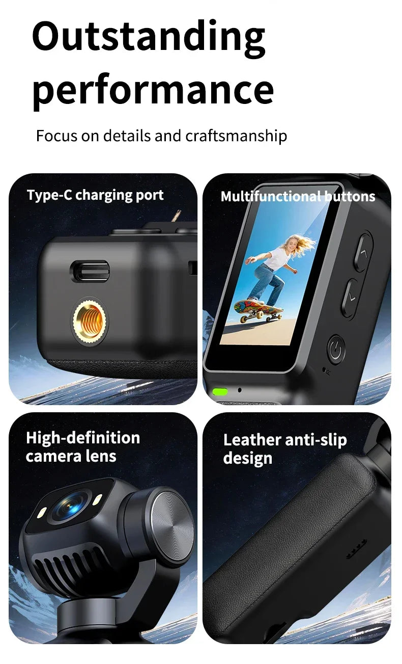 HD 4K Action Camera 180 Degree Rotatable For Vlog YouTube Tiktok Girls Record Life Video Recording Entry Portable Action Camera