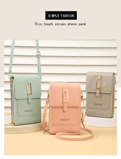New transparent touchscreen phone bag trend simple crossbody small bag phone women's bag change bag vertical design