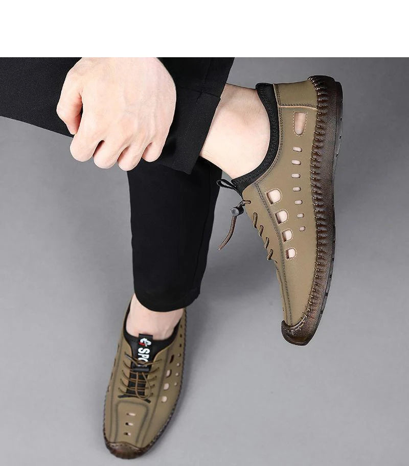 Men's Slip-On Shoes Summer Hollow out Breathable Comfortable Wear-Resistant Soft Bottom Casual Shoes-8333