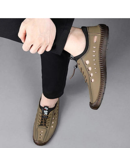 Men's Slip-On Shoes Summer Hollow out Breathable Comfortable Wear-Resistant Soft Bottom Casual Shoes-8333