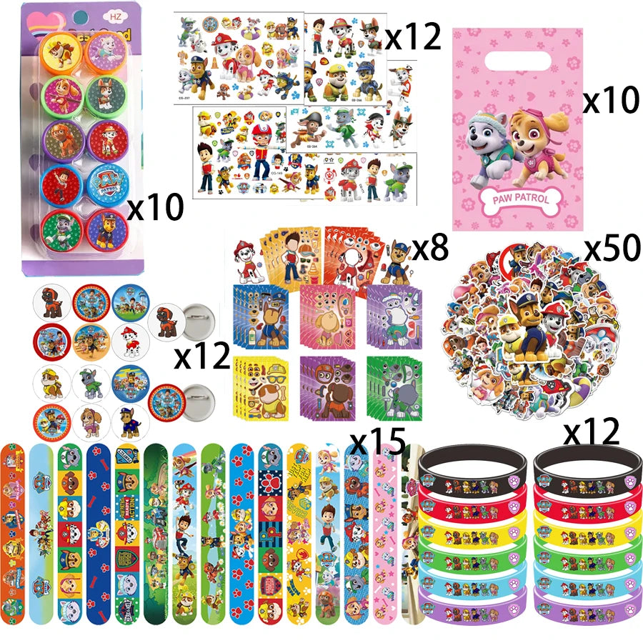 Paw Patrol Party Favors Slap Bracelet Stamps Keychains Gift Bag Stickers Birthday Party Decoration Christmas Stocking Fillers