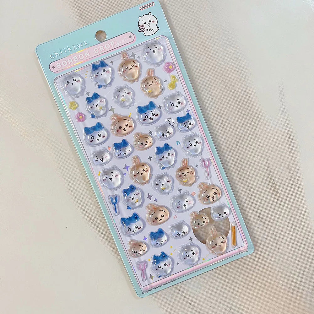 3D Cute 1/4pcs Crystal Stickers Chiikawa Usagi Phone Case Decoration Nail DIY Decorative Stickers for Notebook Laptop waterproof