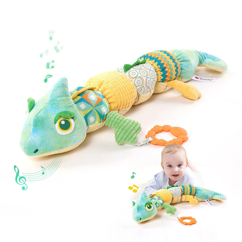 Tummy Time Toys 0-24 Months Baby Musical Stuffed Animal Infant Ruler Design Rattle and Multi-Textures Newborn Toys for Babies