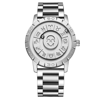 FOXBOX Fashion Leather Watch Men Creative Rolling Pointer Design Watch Men Casual Business Military Men's Quartz WristWatches