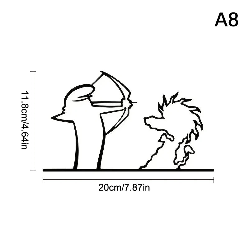 La Linea Minimalist Line Art Car Sticker Bumper & Window Door Wall Decal With Cartoon Character Design Home Car Decoration
