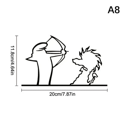 La Linea Minimalist Line Art Car Sticker Bumper & Window Door Wall Decal With Cartoon Character Design Home Car Decoration
