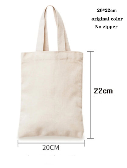 Canvas Cotton bag grocery handbag Foldable Fabric tote bag portable Storage organizer Shopping bag for woman Cloth organizer bag
