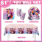 K-pop Kids Birthday Party Supplies All-in-One Decor Set-Paper Tableware Cups Candy Box Gift Bags Banner for Festive Celebrations
