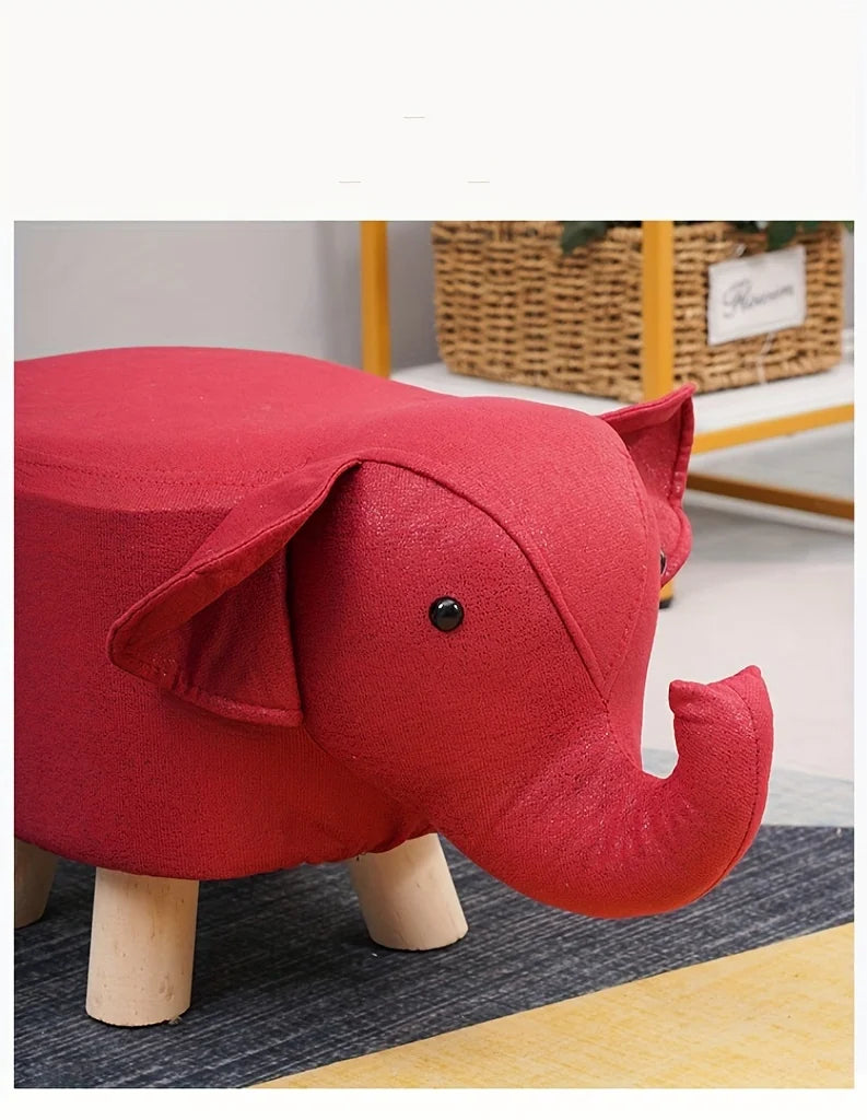 1 Elephant Stool Children's Animal Stool Cute and Creative Elephant Stool Solid Wood Technology Cloth Perfect for Living Room
