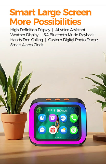 AI Bluetooth Speaker 5.4 AI voice assistant HD Touch Screen Display Electronic Album Alarm Clock Hands-free Calling