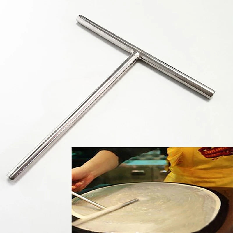 Stainless Steel Crepe Spatula Spreader Pancake T Maker Tool Turner Utensils Cake Shape Rake Pan Making Kit Stick Icing Brownie