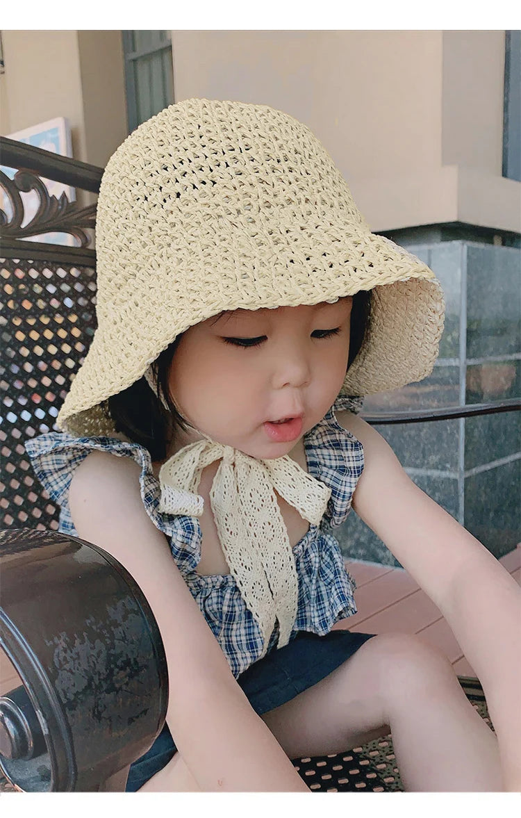 Korean style straw hat for little girls from 1 to 6 years old, sun protection, Korean style