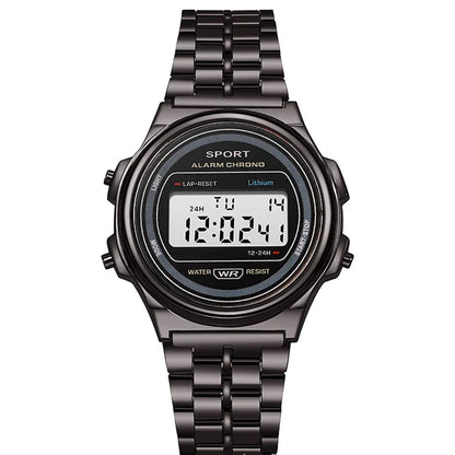 YIKAZE Steel Men's Watch Classic Business Men Digital Watches Alarm Chrono Electronic Wristwatch Sports Clock for Man Women