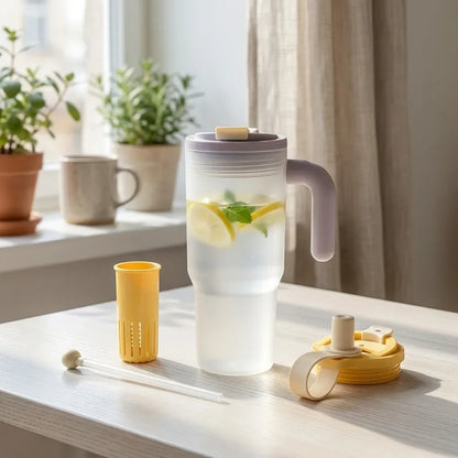 850ML Large Capacity Tumbler With Handle&Strainer Sport Portable Plastic Straw Water Cup Heat Resistant Leak-proof Water Bottle