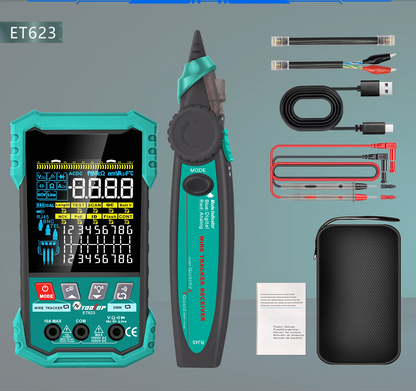 TOOLTOP 3,2-calowy wielofunkcyjny tester kabli sieciowych 400M z testem POE, mapowaniem kabli LAN, multimetrem, NCV i lokalizatorem linii telefonicznych