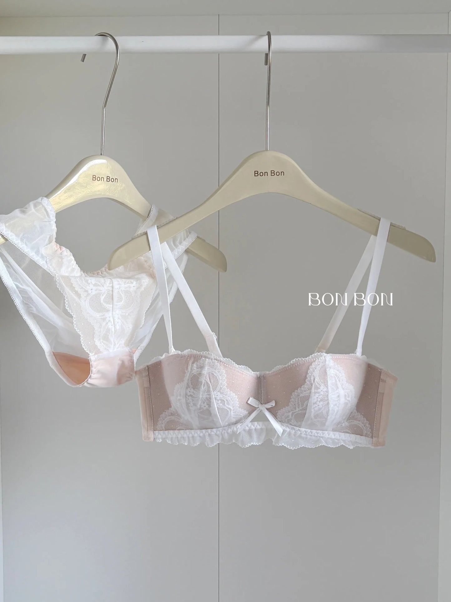 YEMOMO French Style Lace Half Cup Bra Set Wireless Push Up Boost Bust Lift Anti Sagging Elegant Comfortable Lingerie Set Ladies