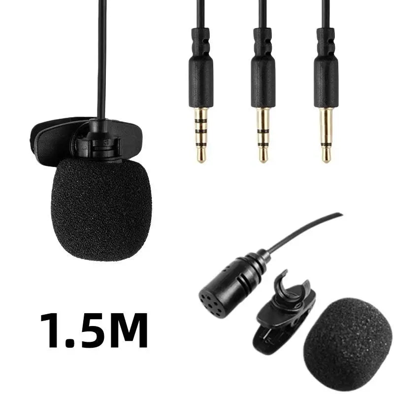 1 Pc Hands-free Condenser Clip-on Lapel Mic 1.5 Meters Mini Portable Lavalier Wired 3.5mm Microphone For Phone And Laptop PC