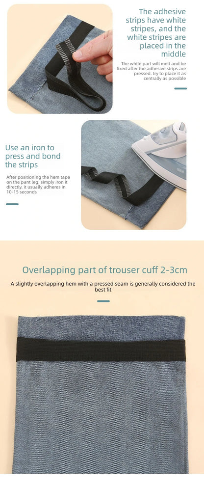 1PC 5M Domestic Sewing Iron-On Hem Tape Self-Adhesive DIY Press Fabrics Tools For Jeans Pants Trousers Edge Shorten Repair