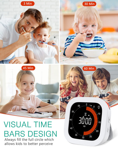 Upgraded Visual Timer Rechargeable Digital Countdown Kitchen Mechanical Cooking Timer Management Tool for Home School Office