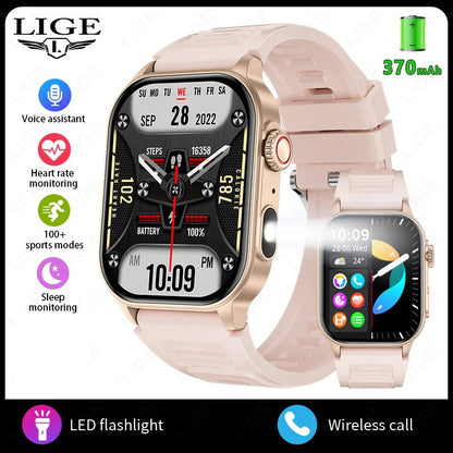 LIGE 2.01" HD Wyświetlacz Smartwatch dla Mężczyzn Kobiet Monitor Zdrowia Zegarki Sportowe Fitness AI Głos Rozmowy Bluetooth Męski Smartwatch Nowość