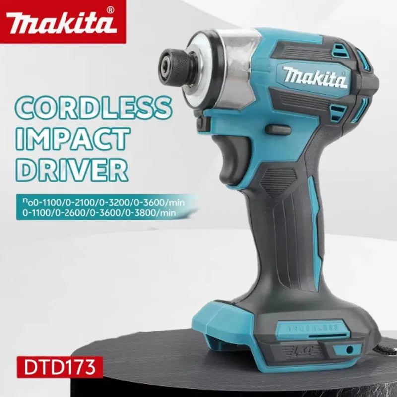 Makita DTD173 Cordless Brushless Impact Driver 1800RPM 180Nm Electric Drill for Wood Bolt T-Mode Compatible with Makita Battery