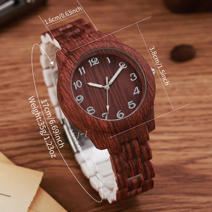 3PCS/Set Women Watches Fashion Wooden Pattern Plastic Band Girls Quartz Watch Reloj Mujer Clock Gift（Without Box）