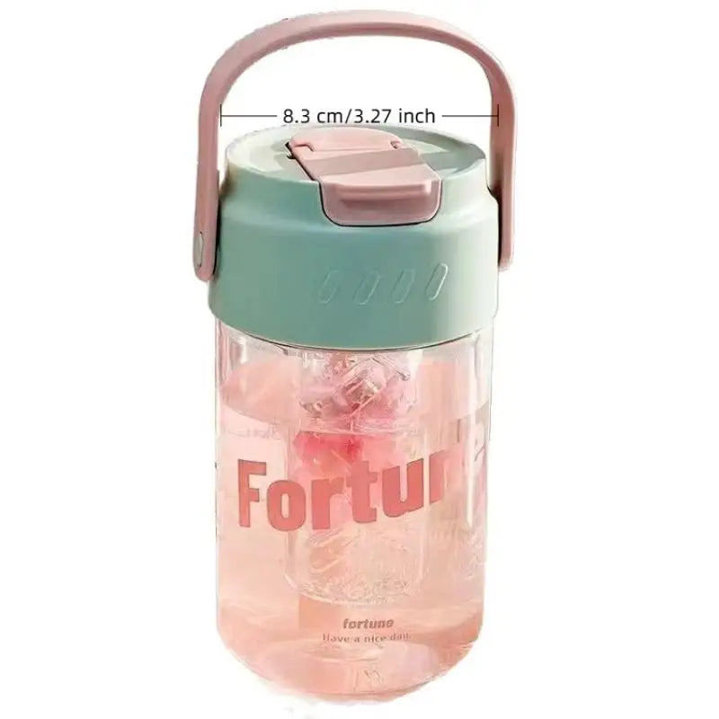 600/800ml Large Capacity Sports Water Bottle With Hidden Straw Portable Sealed Leak-Proof Plastic Cup Outdoor Travel Camping