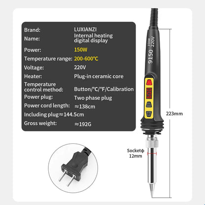 LUXIANZI 150W Digital Electric Soldering Iron Set 220V 200-600°C Adjustable Temperature LCD Solder Iron Welding Repair Tools Kit