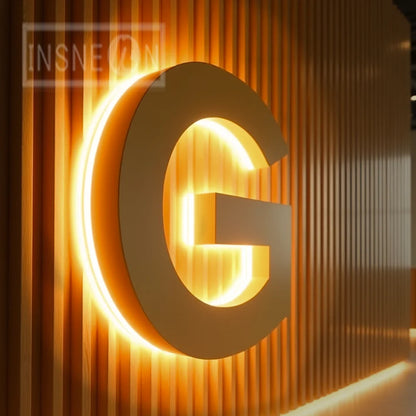 Custom 3D Metal Letter LED Illuminated Signage - Backlit Halo Front Lit Wall Logo for Indoor Outdoor Commercial Business Decor