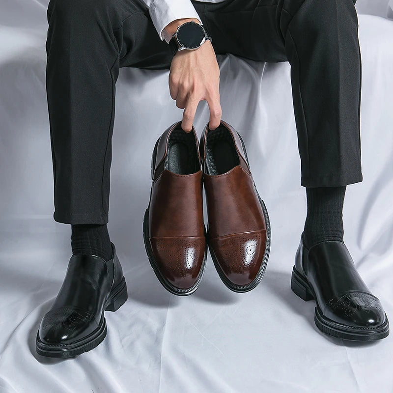 Classic Casual Leather Shoes For Men Slip On Men's Dress Shoes Trend Wedding Casual Business Shoes For Men Leather Social Loafer