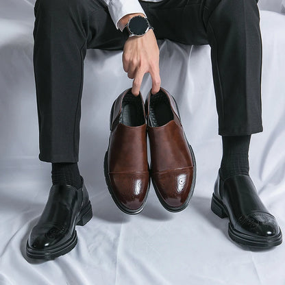 Classic Casual Leather Shoes For Men Slip On Men's Dress Shoes Trend Wedding Casual Business Shoes For Men Leather Social Loafer