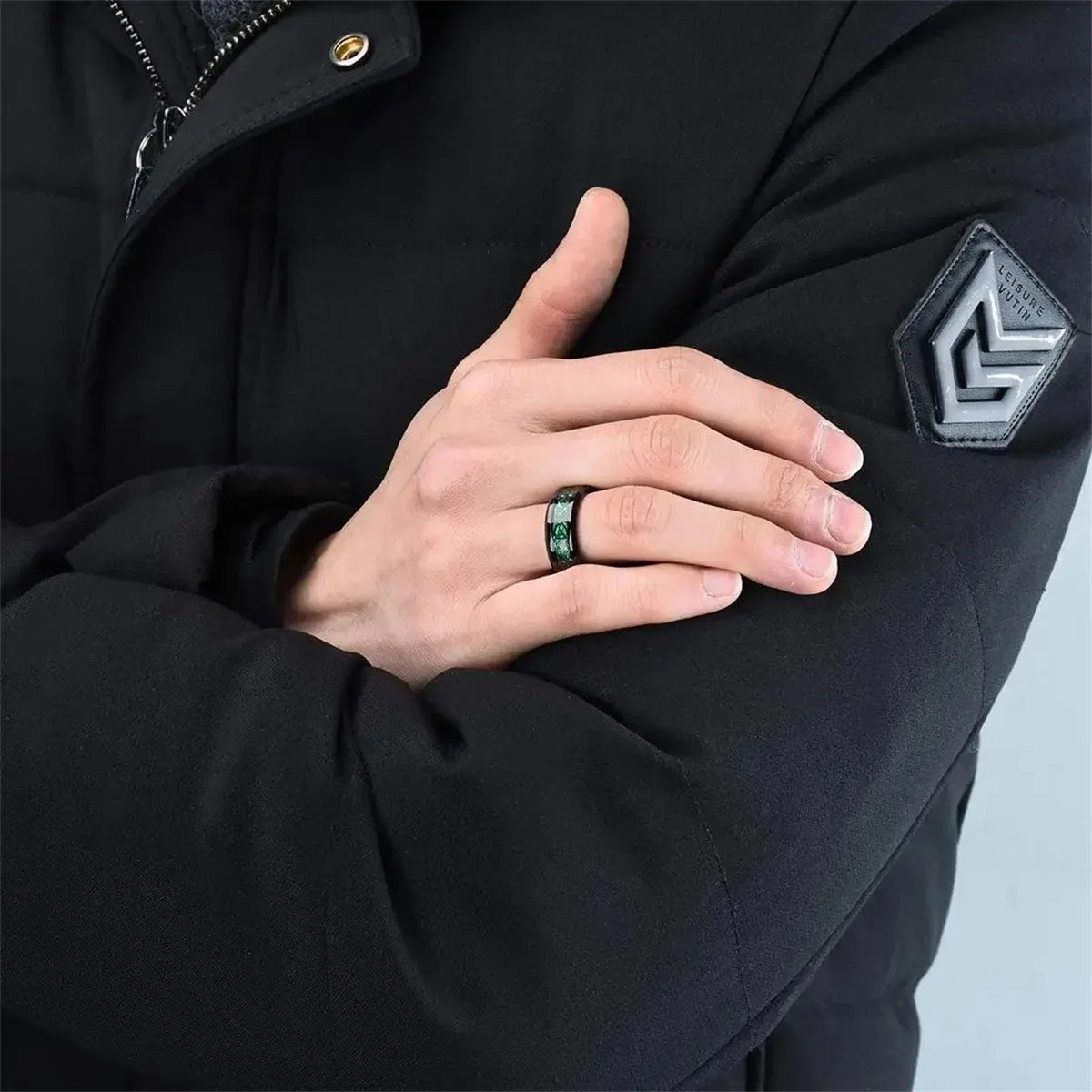 30 Colors Fashion 8MM Men Stainless Steel Celtic Dragon Rings Inlay Carbon Fiber Rings For Men Women Wedding Party Jewelry Gifts