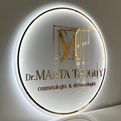 Personalized Business Sign With LED Backlit Floating LED Custom Logo Sign for Beauty Salon ,Office，Spa Illuminated Wall Sign
