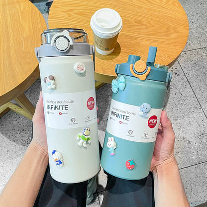 LUSQI Water Bottle Large Capacity 316 Stainless Steel Thermos With Handle & Straw For Outdoor