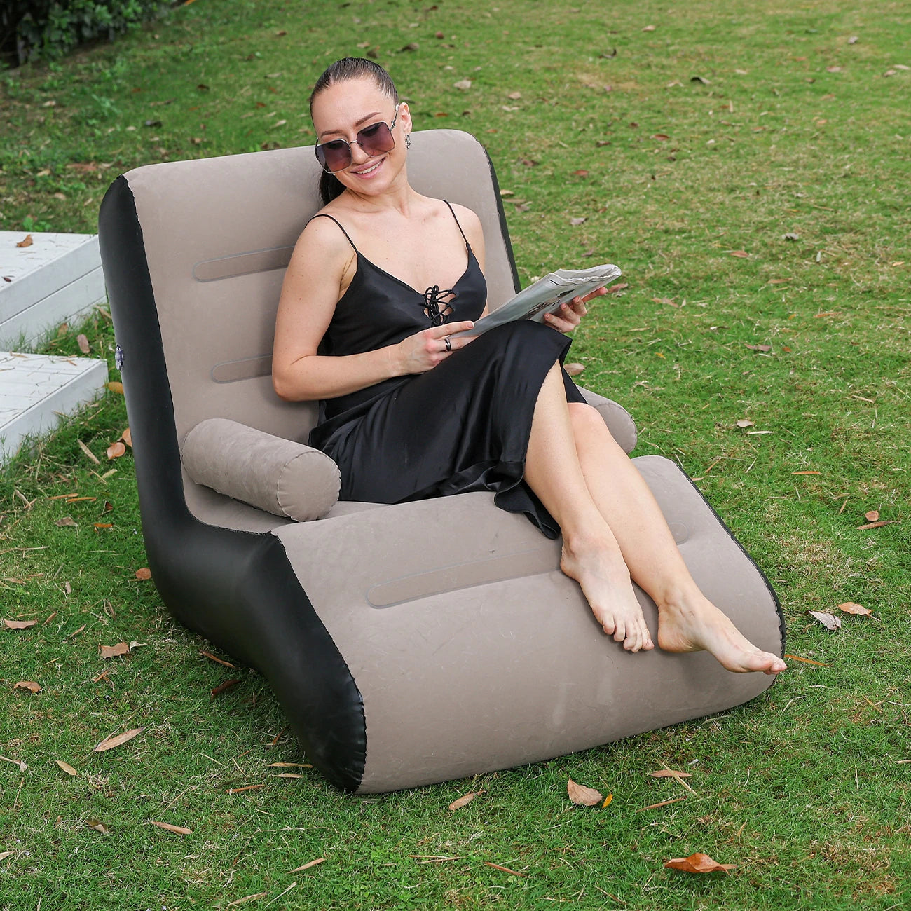 1PC Inflatable Recliner, Foldable Bedroom Living Room Lounge Chair, Indoor Sofa Recliner With Armrests, Outdoor Recliner