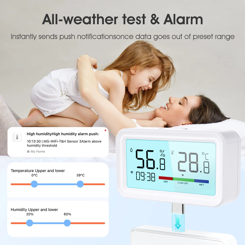 Zigbee Weather Station Digital Thermometer Room Tuya Smart Hygrometer Electronic Table Clock Temperature And Humidity Sensor